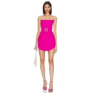 Revolve Amanda Uprichard joss Belted Strapless Mini Dress Hot pink Size M $246